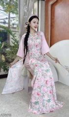 Áo Dài Nơ Xếp Ngọc AD2813 (áo lẻ)
