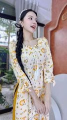 Áo Dài Hạt Gỗ AD2829 (áo lẻ)