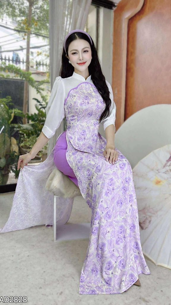 Áo Dài Trăng Trên Mây AD9002.2828 (áo lẻ)