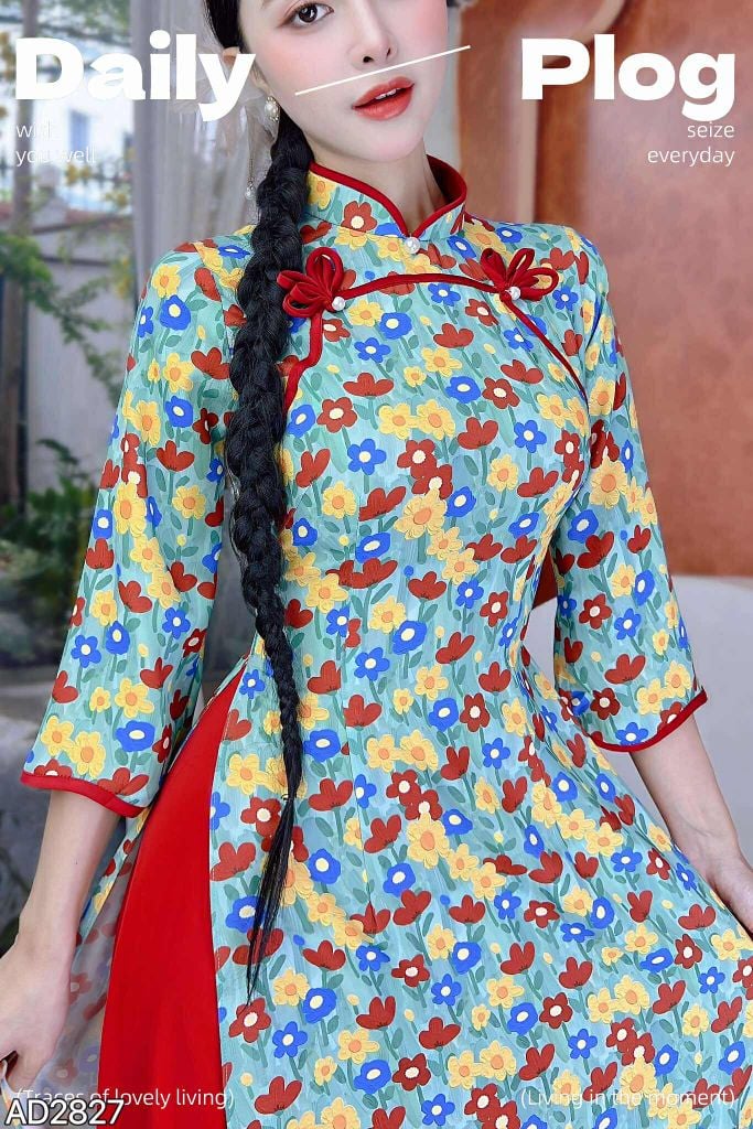 Áo Dài Cánh Hoa Đôi AD2827 (áo lẻ)