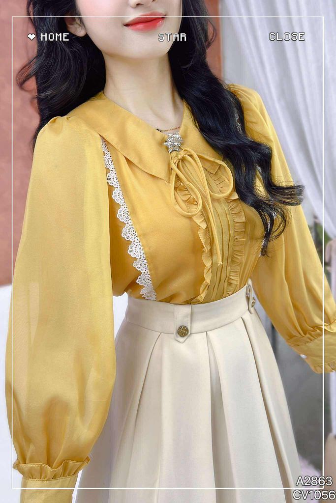 Áo Sơ Mi Tơ Hoa Đá (PK) A2863