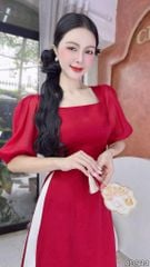 Áo Dài Cổ Vuông Tay Bồng Tơ AD8114 (áo lẻ)