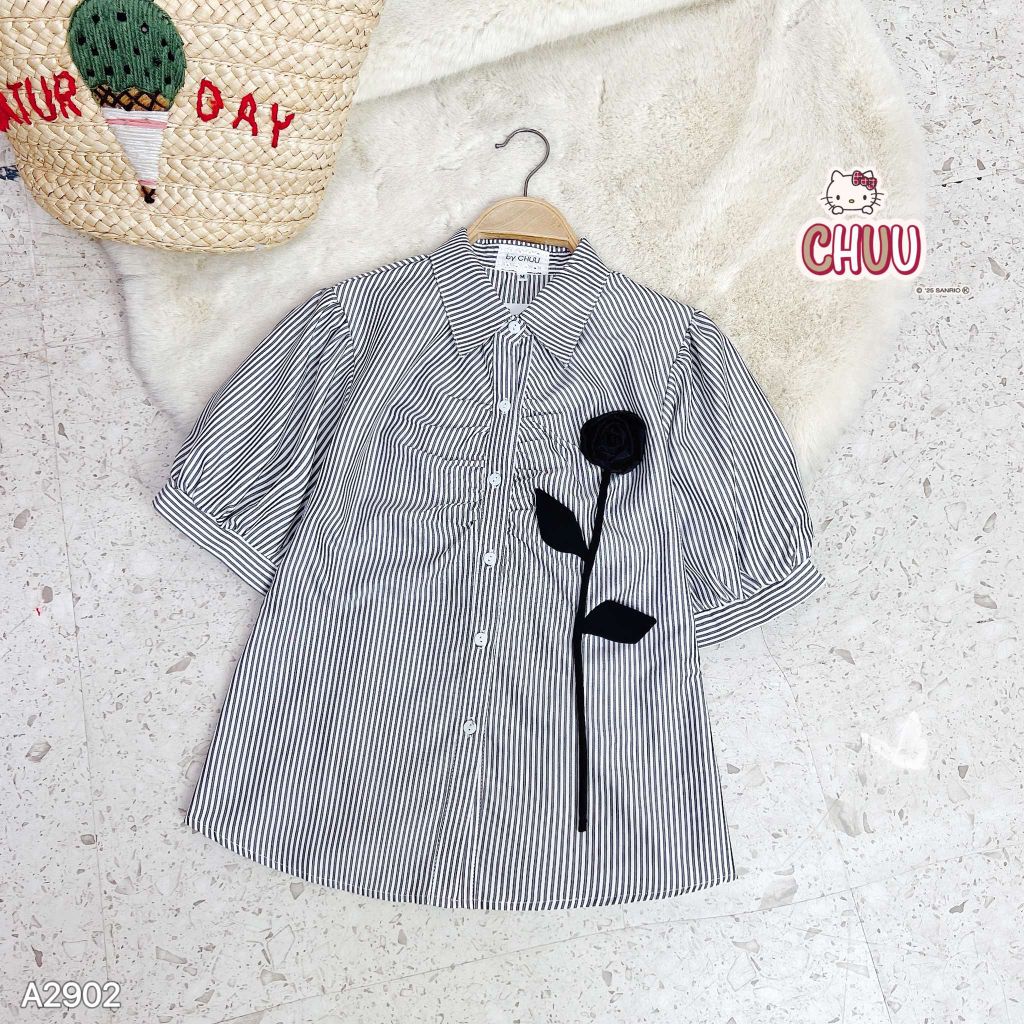 Áo Sơ Mi Nhún Hoa Hồng A2902