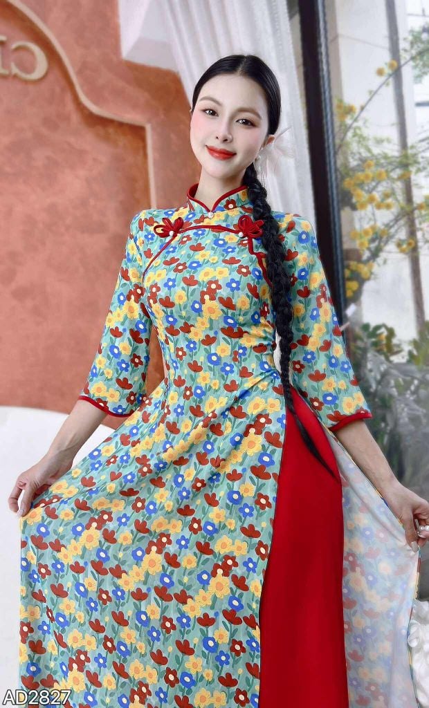 Áo Dài Cánh Hoa Đôi AD2827 (áo lẻ)