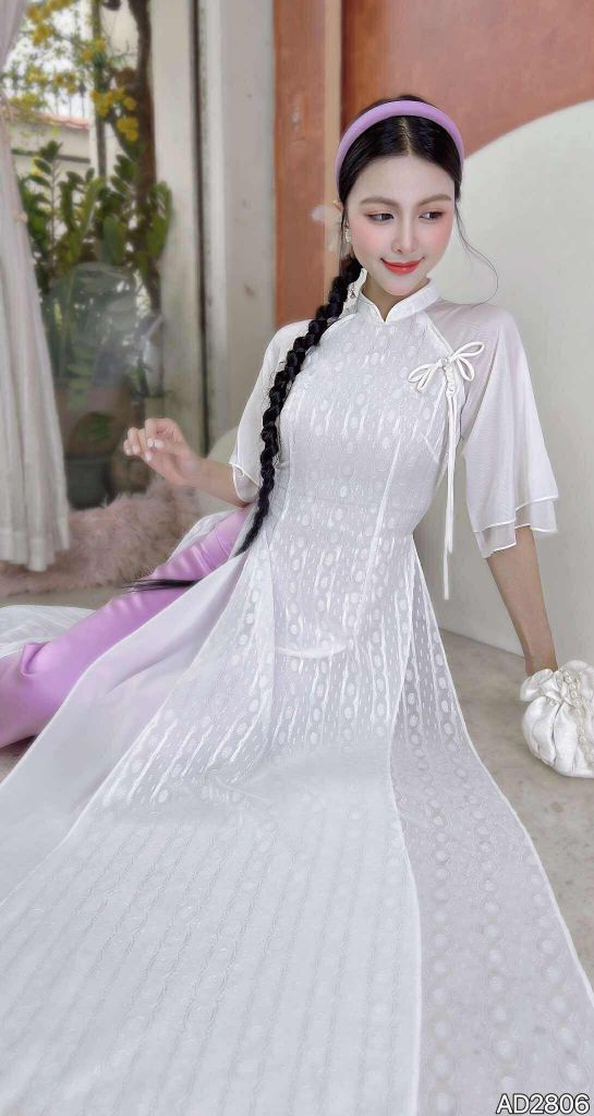 Áo Dài 4 Tà Phượng Hoàng+PK AD9003.2806 (áo lẻ)