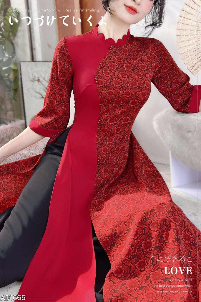 Áo Dài Cổ Lượn Tam Ngọc AD9003.1665 (áo lẻ)