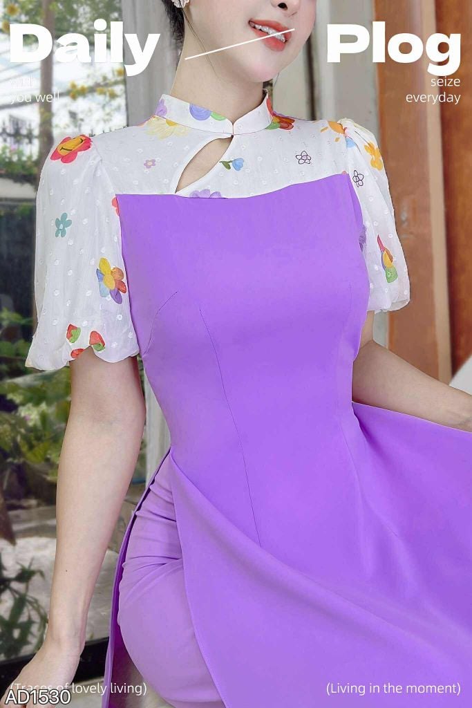 Áo Dài Búp Bê Hoa AD9001.1530 (áo lẻ)