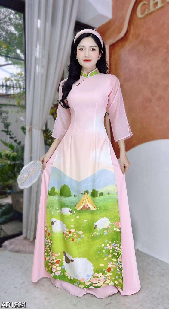 Áo Dài Tay Xẻ Cánh Đồng AD1324 (áo lẻ)