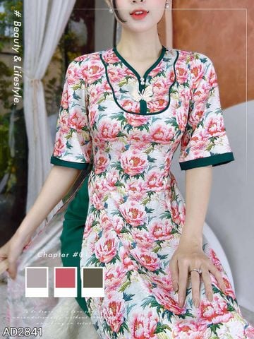 Áo Dài Bướm Trên Cành Hoa AD9002.2841 (áo lẻ)