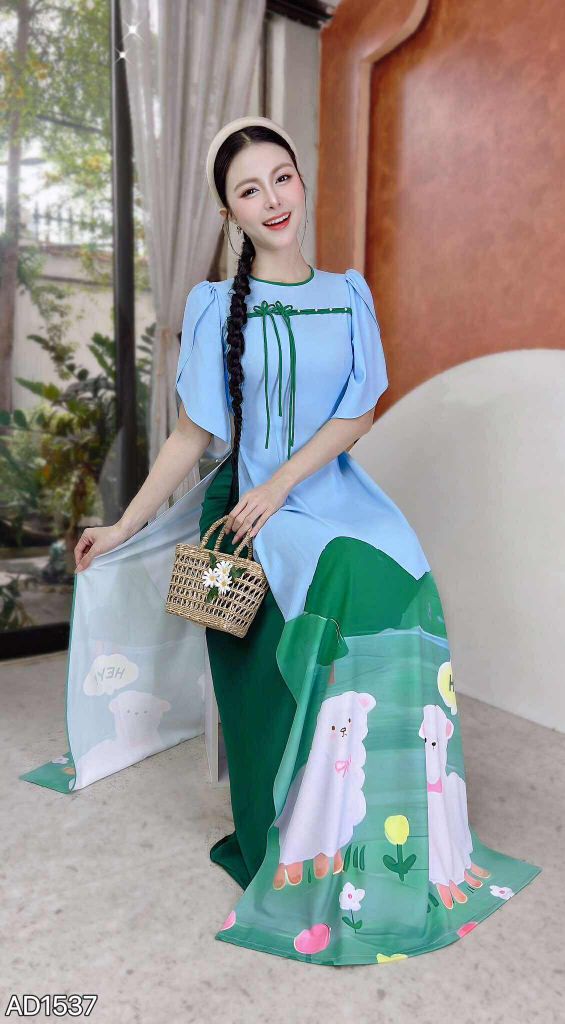 Áo Dài Cười Hey U AD1537 (áo lẻ)