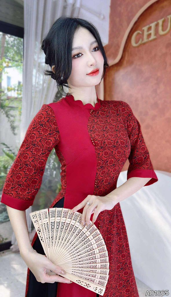 Áo Dài Cổ Lượn Tam Ngọc AD9003.1665 (áo lẻ)