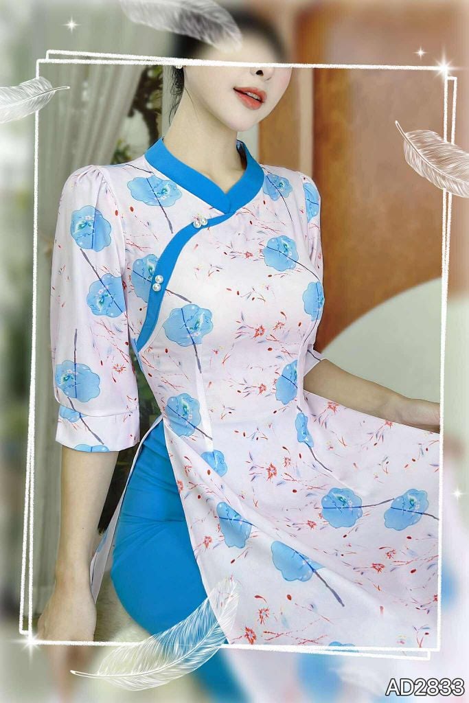 Áo Dài Vân Mây Trắng AD2833 (áo lẻ)