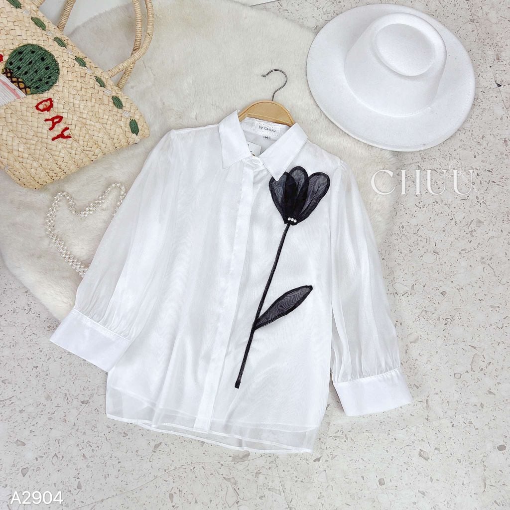 Áo Sơ Mi Hoa Tơ 3 Cánh A2904