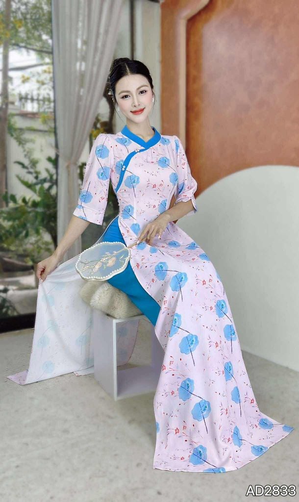 Áo Dài Vân Mây Trắng AD2833 (áo lẻ)