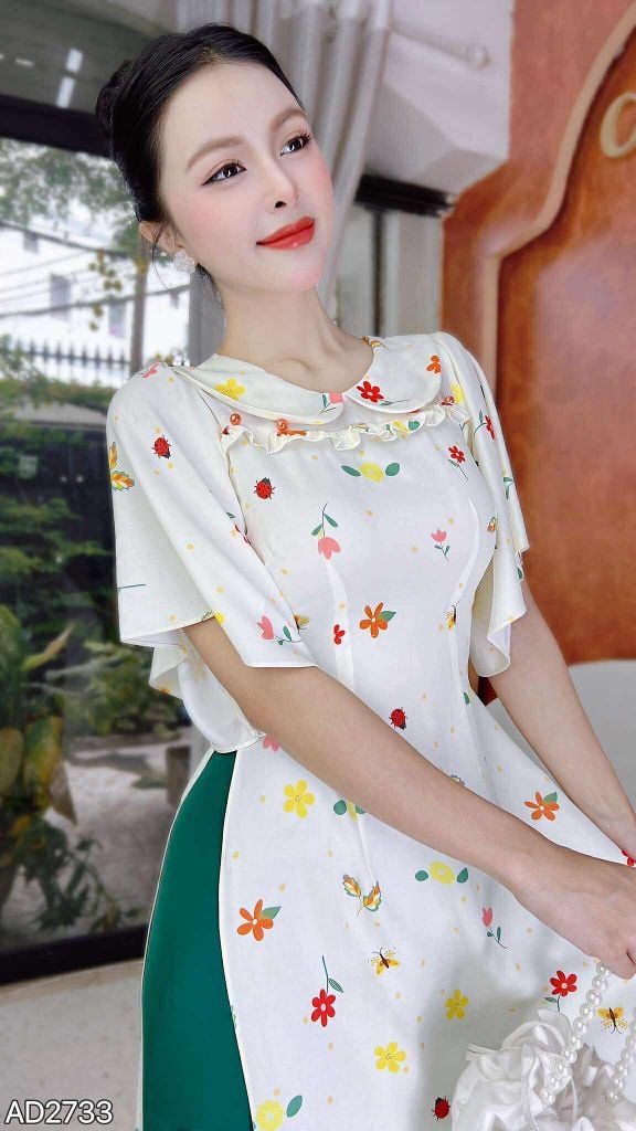 Áo Dài Cổ Sen Huyền My AD9002.2733 (áo lẻ)
