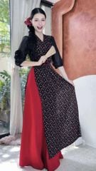 Áo Dài Eo Sa Tay Hoa AD2856 (áo lẻ)