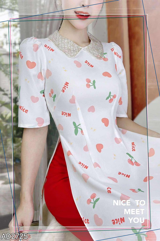 Áo Dài Cổ Hạt Minh Châu AD9002.2725 (áo lẻ)