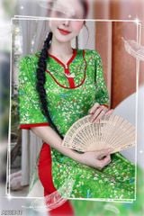 Áo Dài Bướm Trên Cành Hoa AD2841 (áo lẻ)