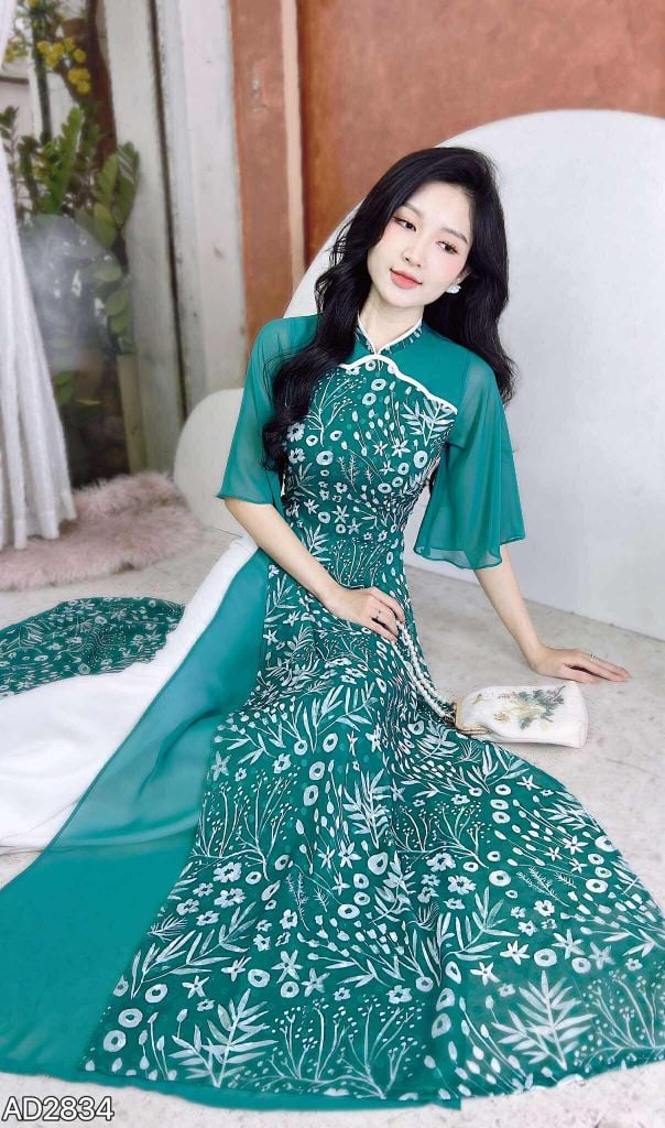 Áo Dài 4 Tà Qủa Lùm Bụp AD9003.2834 (áo lẻ)