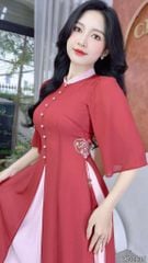Áo Dài 4T Hạt Châu Sa+PK AD2835 (áo lẻ)