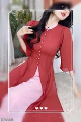 Áo Dài 4T Hạt Châu Sa+PK AD2835 (áo lẻ)