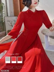 Áo Dài 3 Tà Đóa Liên Hoa AD9003.2836 (áo lẻ)