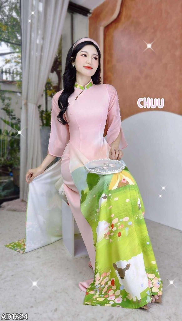 Áo Dài Tay Xẻ Cánh Đồng AD1324 (áo lẻ)