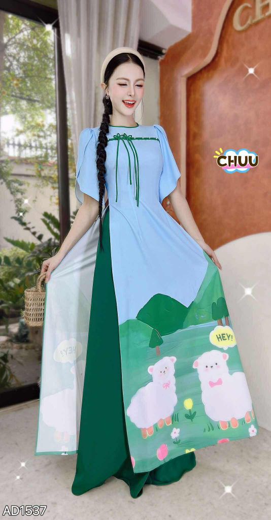 Áo Dài Cười Hey U AD1537 (áo lẻ)