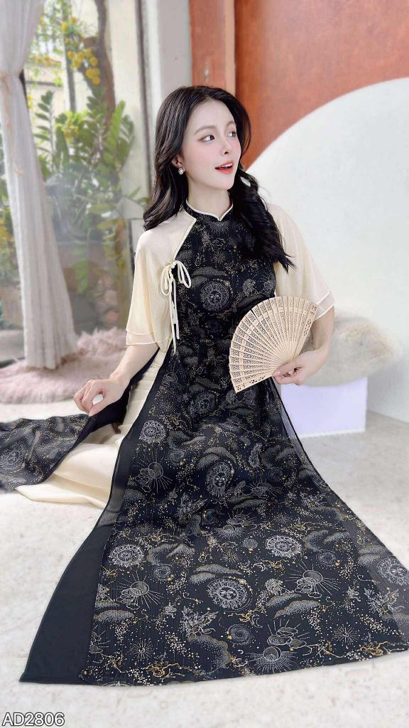 Áo Dài 4 Tà Phượng Hoàng+PK AD9003.2806 (áo lẻ)
