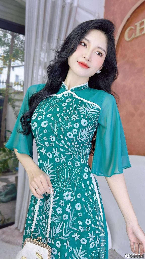 Áo Dài 4 Tà Qủa Lùm Bụp AD9003.2834 (áo lẻ)