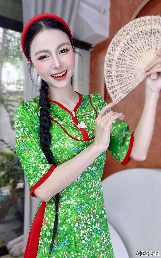Áo Dài Bướm Trên Cành Hoa AD2841 (áo lẻ)