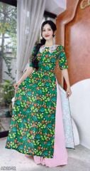 Áo Dài Hoa Thêu Trên Lụa+PK AD2842 (áo lẻ)