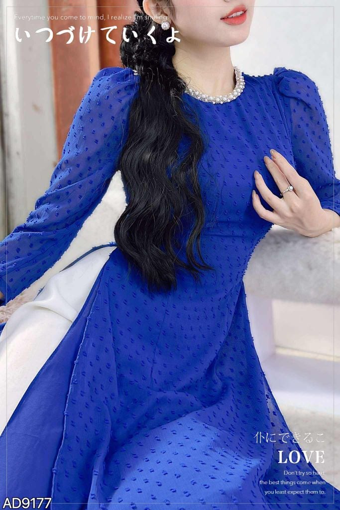 Áo Dài 4 Tà Bông Tuyết Ngọc AD9177 (áo lẻ)