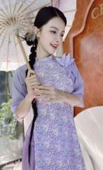 Áo Dài Nơ Sen Cánh Vũ+PK AD2875 (áo lẻ)