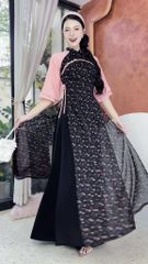 Áo Dài 4 Tà Nơ Trên Hoa AD9003.2853 (áo lẻ)