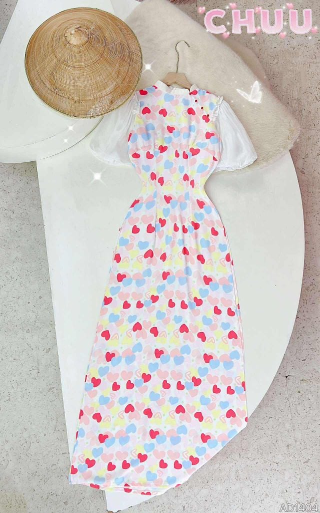 Áo Dài Cổ Xéo Bí Bo AD1404 (áo lẻ)