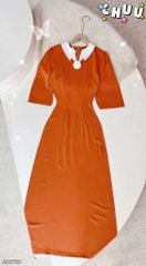 Áo Dài Hoa Trà Trắng (PK) AD2730 (áo lẻ)