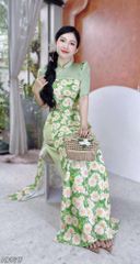 Áo Dài Pha Hoa Nhung AD1617 (áo lẻ)