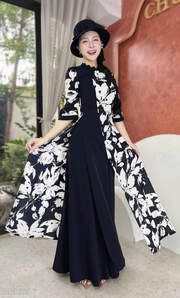 Áo Dài Cổ Lượn Tam Ngọc AD9003.1665 (áo lẻ)