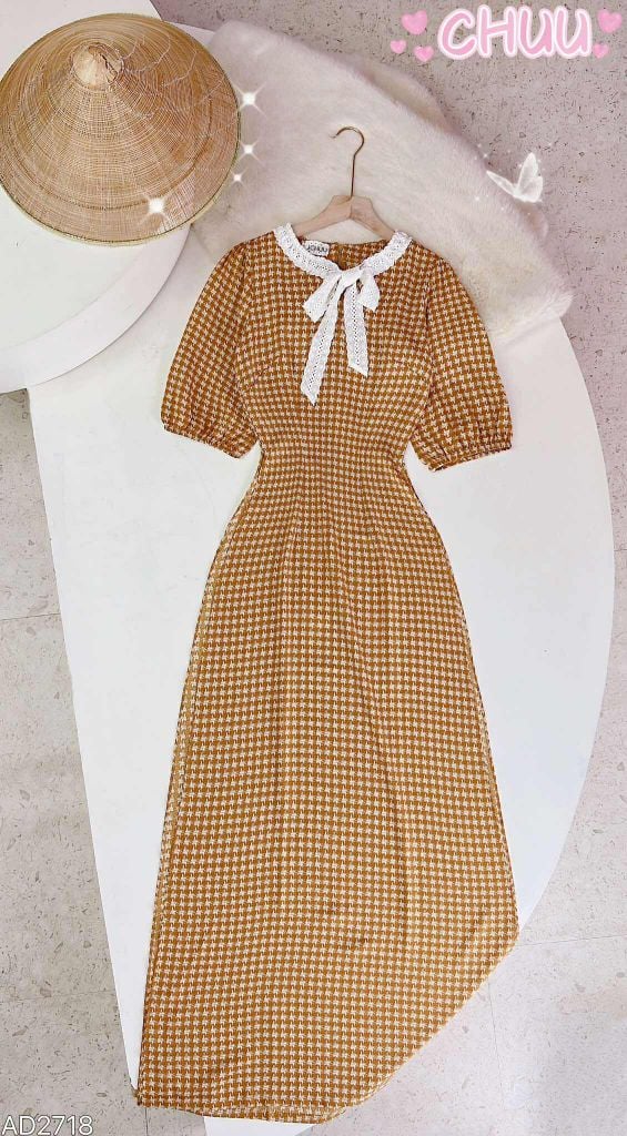 Áo Dài Mắt Cáo Cổ Boi AD2718 (áo lẻ)