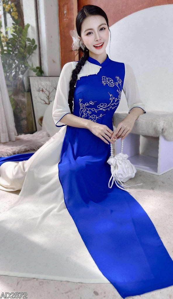 Áo Dài 4 Tà Cây Đào Tiên AD9003.2872 (áo lẻ)