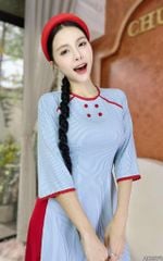 Áo Dài Sọc Ren Đỏ 130cm AD2878 (áo lẻ)