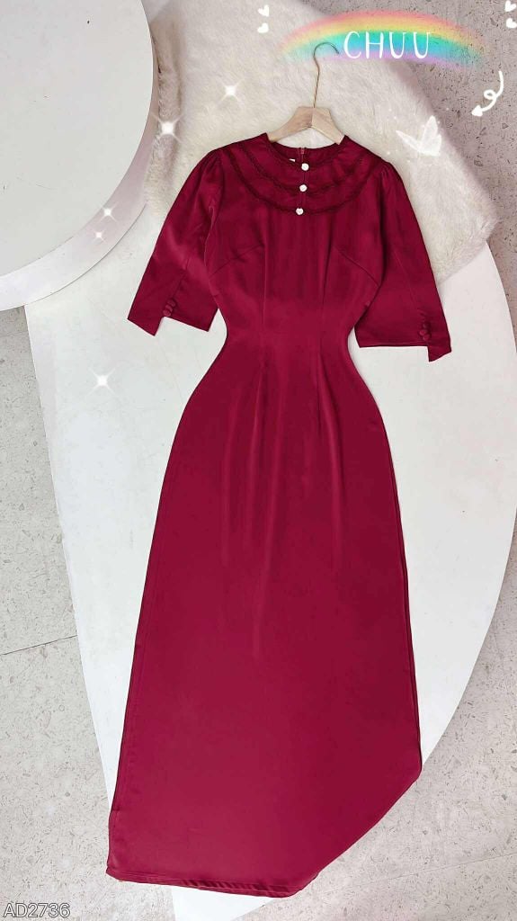 Áo Dài Hoa Hồng Lụa AD2736 (áo lẻ)