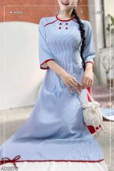 Áo Dài Sọc Ren Đỏ 130cm AD2878 (áo lẻ)