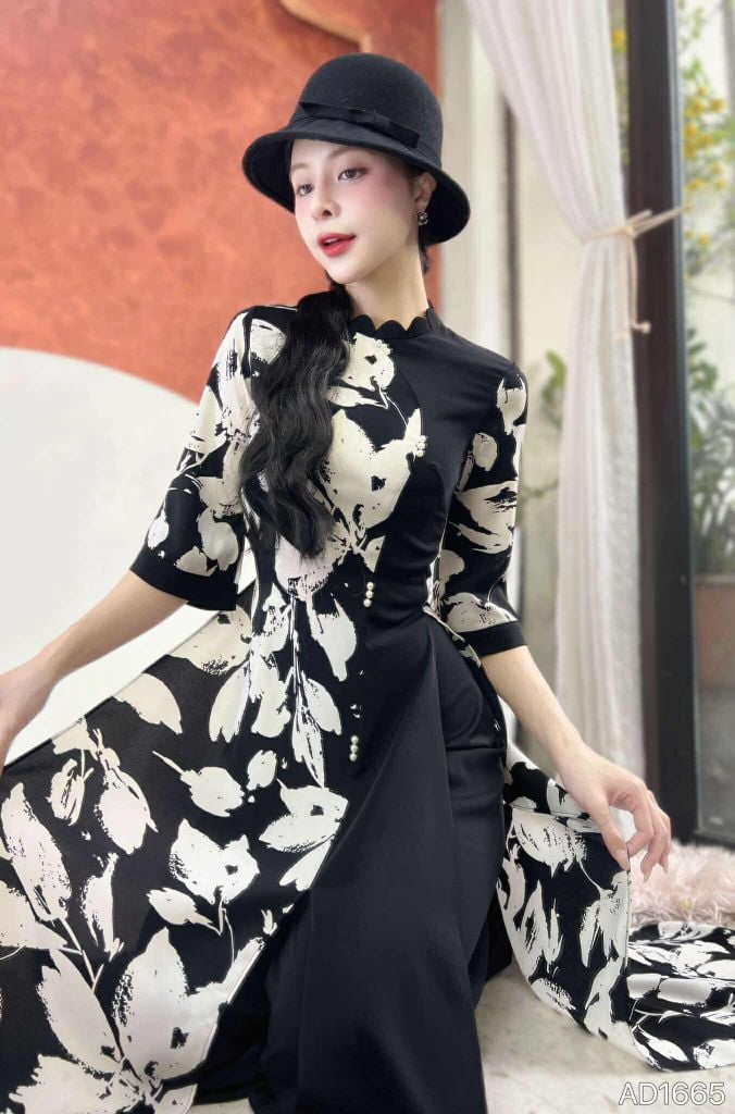 Áo Dài Cổ Lượn Tam Ngọc AD9003.1665 (áo lẻ)