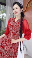 Áo Dài Eo Sa Tay Hoa AD2856 (áo lẻ)
