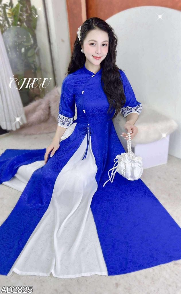 Áo Dài 3T Quyên Cát+PK AD2825 (áo lẻ)