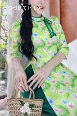 Áo Dài Vườn Hoa Cổ Tích+PK AD2852 (áo lẻ)