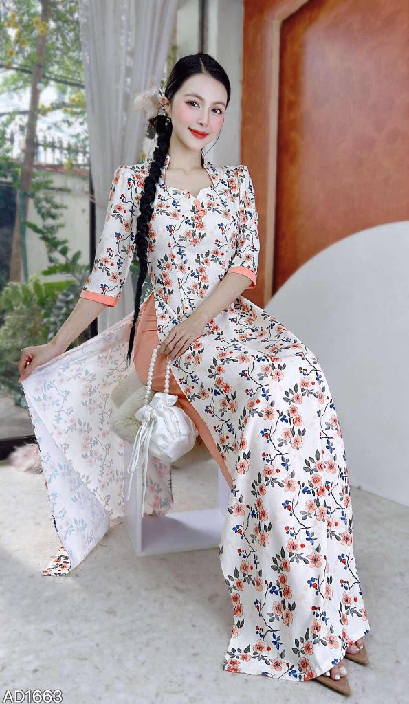 Áo Dài Cổ Ngũ Giác AD1663 (áo lẻ)