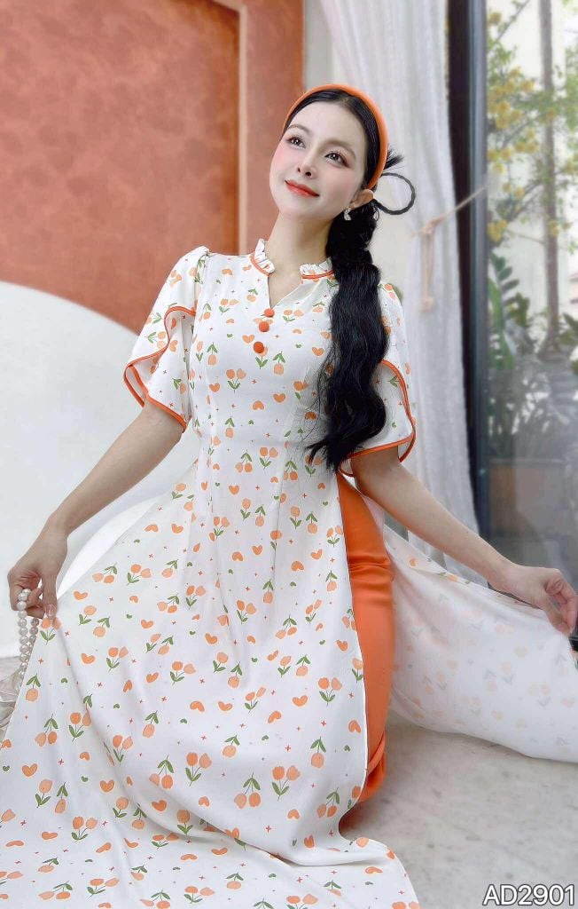 Áo Dài Nút Bong Bóng Bay AD2901 (áo lẻ)